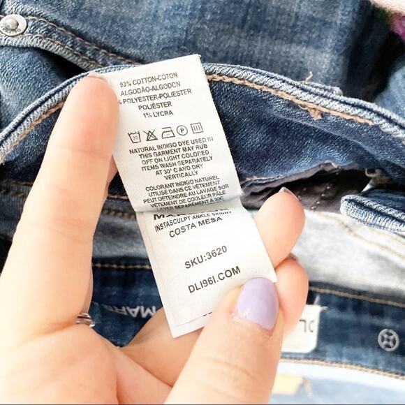 DL1961 Margaux Instasculpt Ankle Skinny Raw Hem Blue Jeans Size 24 - Picture 8 of 8
